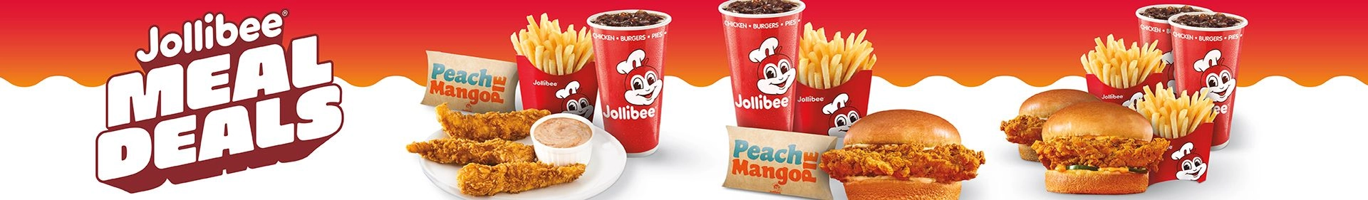 Jollibee Meal Deals on an orange and white background